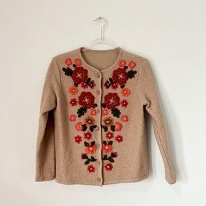 Vintage Embroidered Wool Cardigan